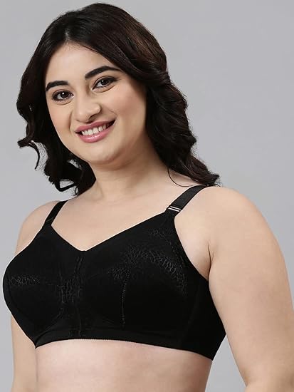 Enamor Women's Nylon Innovations Transform M-Frame Bra – Ultimate Curve Support, Jiggle Control, Non-Padded, Wirefree, Full Coverage F096